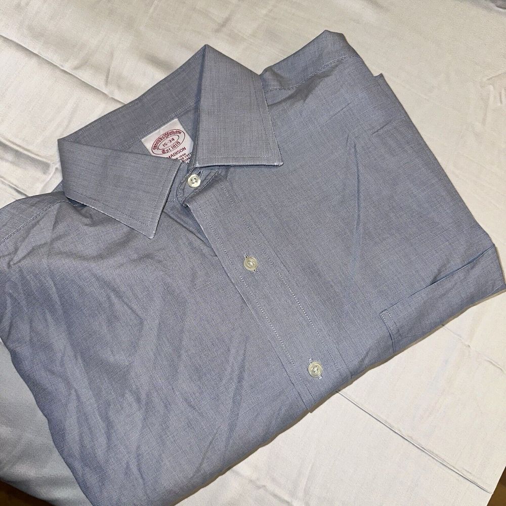 Brooks Brothers Mens 15-34 Long Sleeve Blue Button Down Shirt